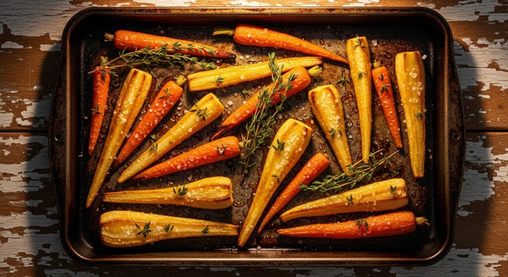 Honey Roasted Parsnips and Carrots with Thyme