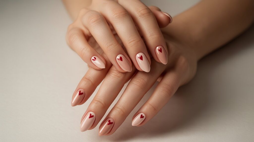 Valentine’s Day Nail Art (Minimal Hearts)