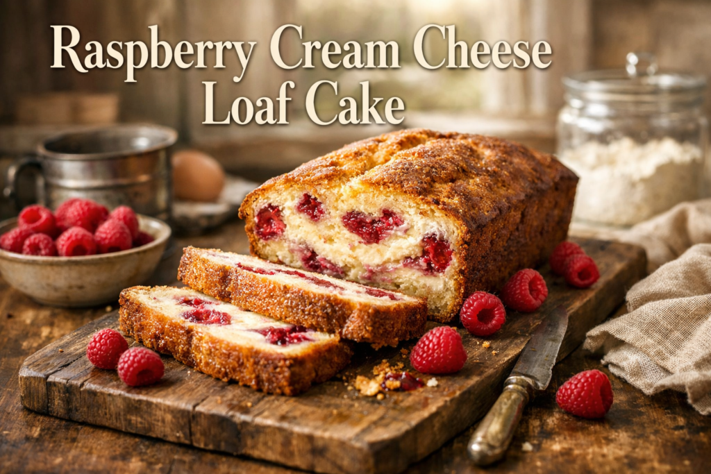 Raspberry Cream Cheese Loaf Cake