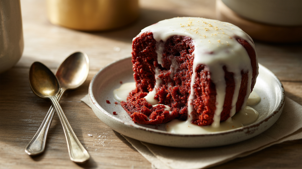 Red Velvet Mug Cake for Two Vanilla