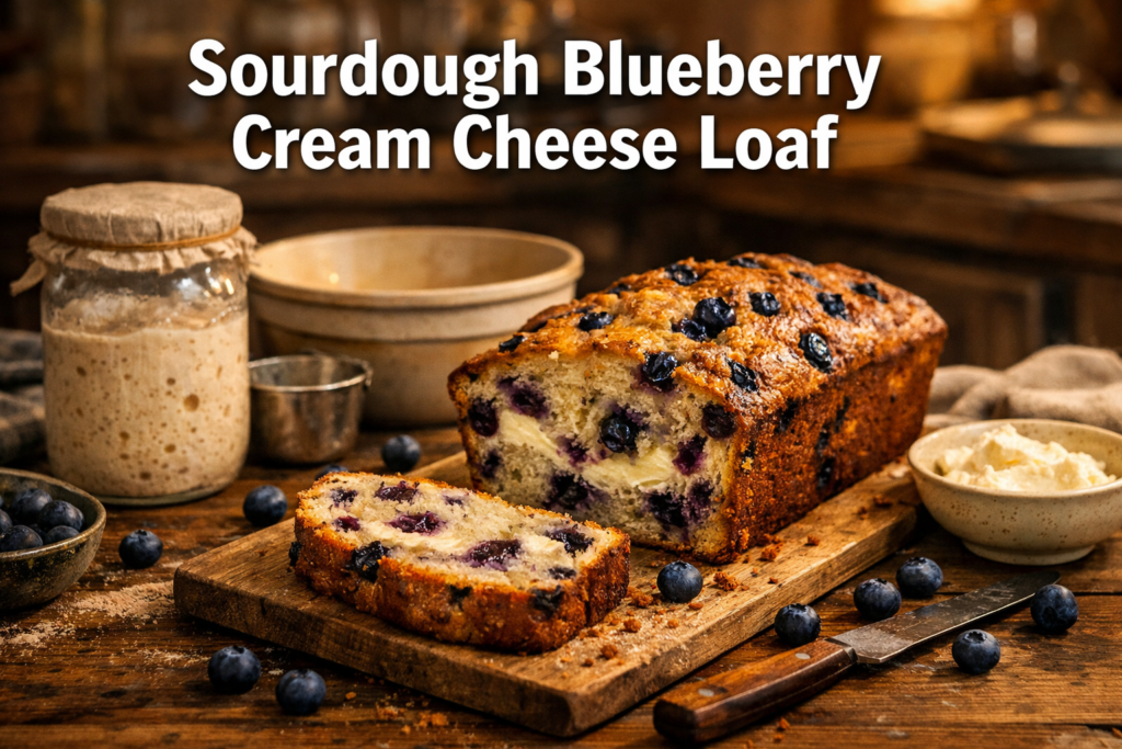 sourdough blueberry cream cheese loaf